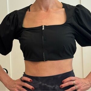 Ganni Elegant Black crop top Blouse